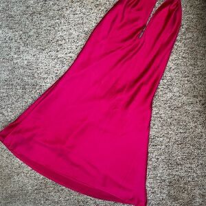 Olivaceous Vibrant Pink Satin Dress